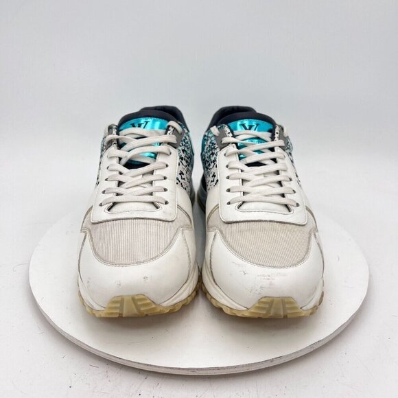 Louis Vuitton Run Away Men Size UK 9 US 10 Turquoise Leather Tennis Sneakers - Picture 2 of 15